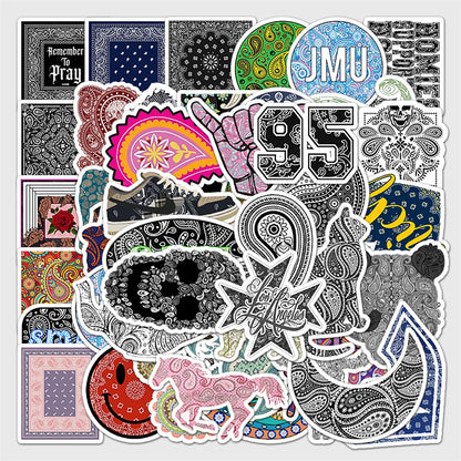 50PCS Personality Fashion Cashew Flower Pattern DIY Decorative Stickers Luggage Notepad Stationery Box Stickers