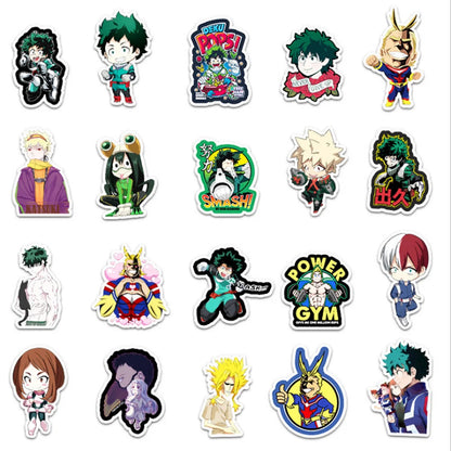 50PCS cartoon and anime Japanese manga Hero Academy character decorative style graffiti stickers, personalized fashion and creative trend DIY exquisite decorative decal cups, helmets, skateboard popular sticker toys