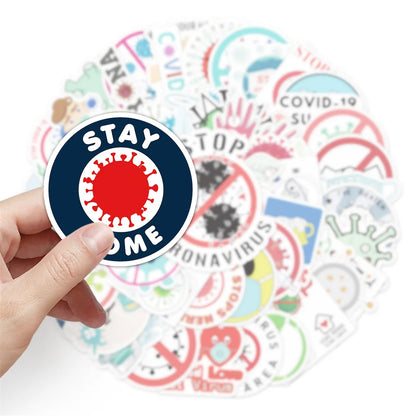 50PCS Creative Cartoon Fighting Disease Virus Graffiti Sticker Laptop Phone Guitar Car Gift Toy Waterproof Sticker