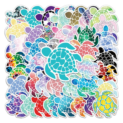 50PCS Color Turtle Graffiti Stickers Cute Marine Life Stickers Children Decoration Skateboard Luggage Stickers