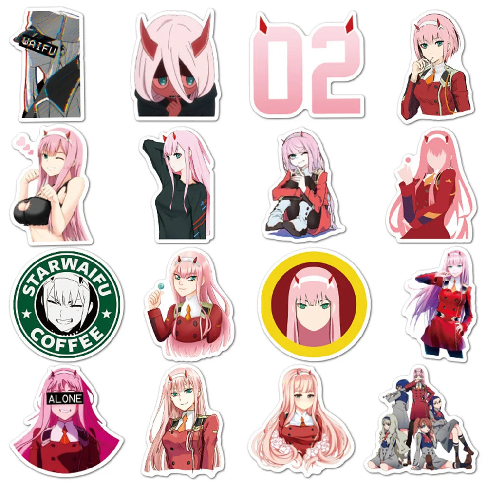 50PCSFranXX Ins Anime Graffiti Stickers Waterproof Trolley Case Stickers Notebook Stickers Car Stickers