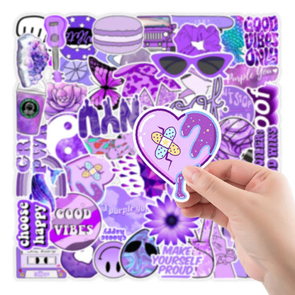 50PCS Cartoon Purple VSCO Series Graffiti Stickers Scrapbooking Computer Notebook Mobile Phone Stickers