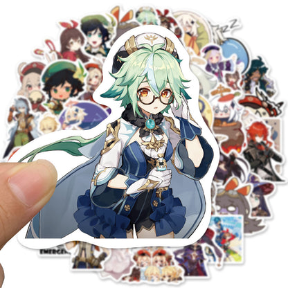 50PCS Genshin Impact Inspired Stickers, Collectible Anime Character Doodles for Fans of the Open-World Adventure