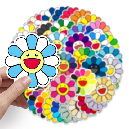 50PCS Sunflower Creative Trend Personalized Decoration Graffiti Waterproof Sticker Notebook Refrigerator WaterCup