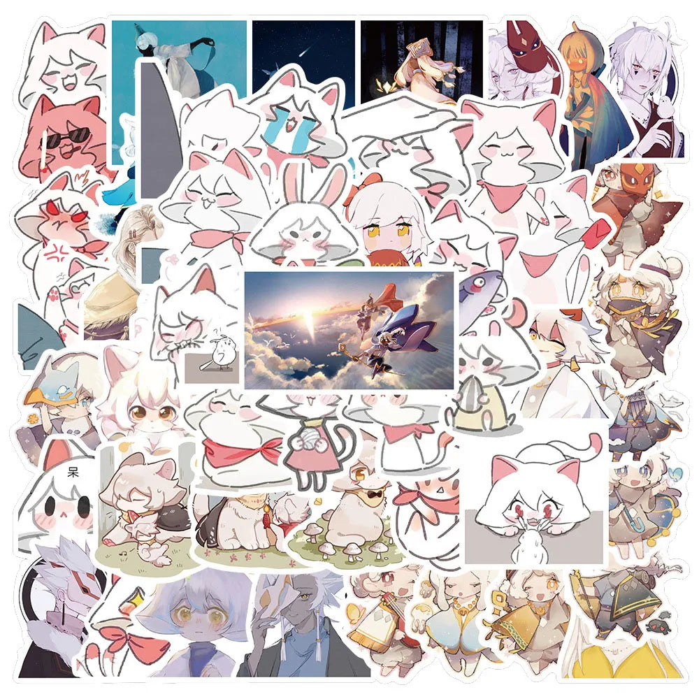 50PCS Cartoon Game Light Meets Meow Mushroom Personalized Decoration Graffiti Waterproof Sticker Notebook Helmet