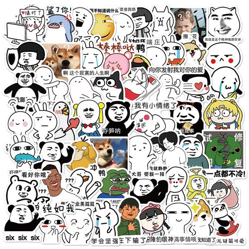 50pcs New Funny Net Red Expression Bag Graffiti Decoration Waterproof Sticker