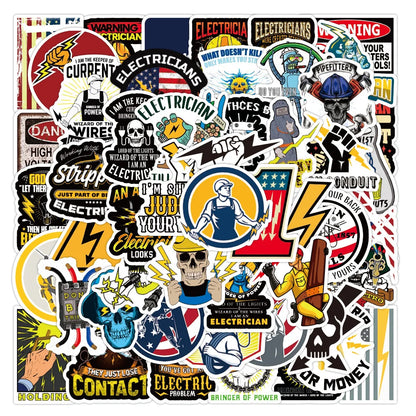 50PCS New Electrician Series Graffiti Stickers Waterproof Luggage Laptop Scooter Water Cup Stickers