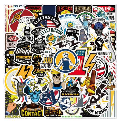 50PCS New Electrician Series Graffiti Stickers Waterproof Luggage Laptop Scooter Water Cup Stickers