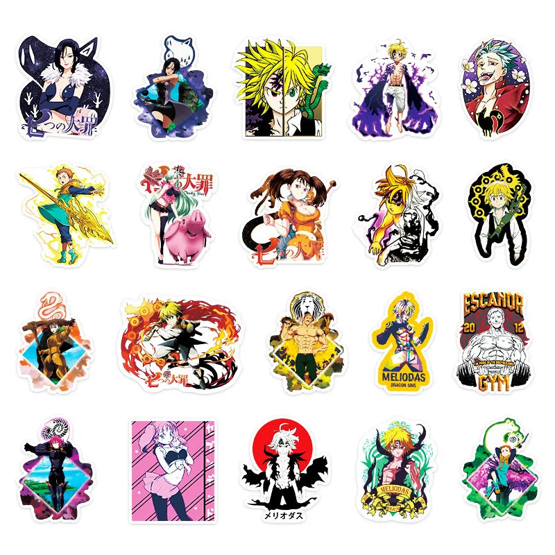 50PC Seven Deadly Sins Stickers Cartoon Personality Comics Suitcase Stickers DIY Skateboard Refrigerator Graffiti Stickers