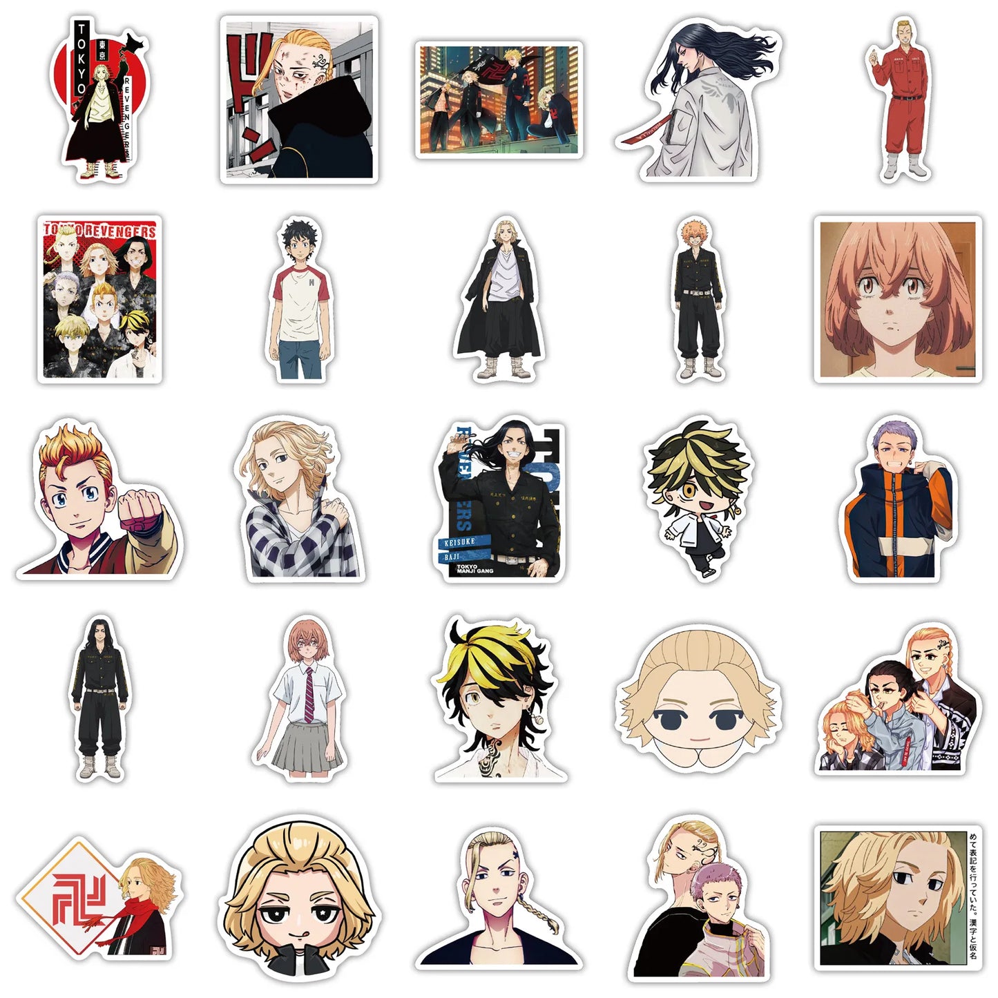 50 pieces of Neiman Tokyo Avenger cartoon anime graffiti stickers, suitable for DIY decoration of laptops, bags, handbooks, sticker toys