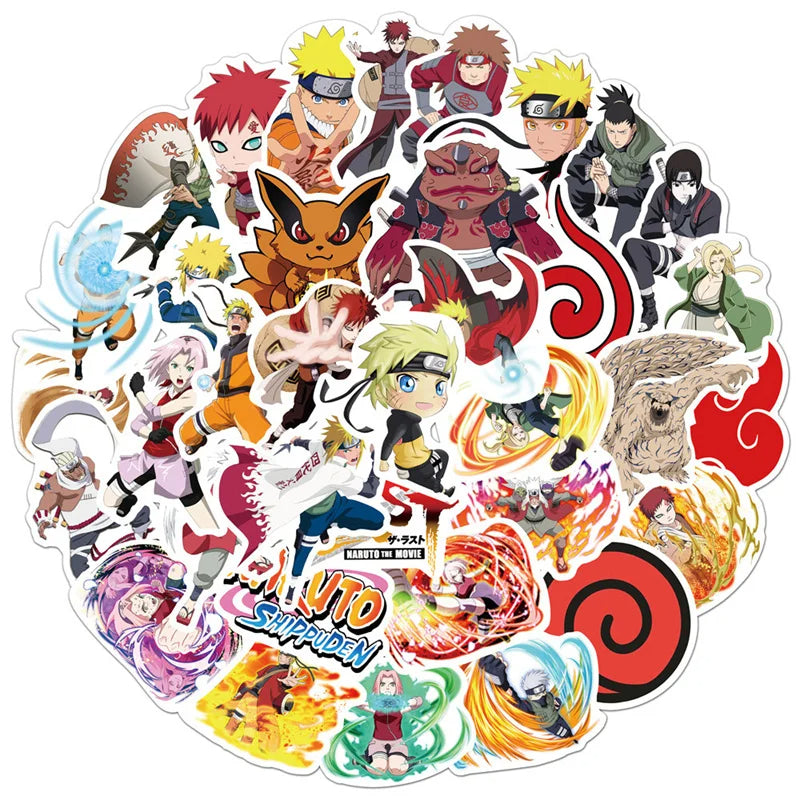 50PCS Anime Naruto-Ninja Graffiti Sticker Luggage Car Computer Water Cup Mobile Skateboard Guitar Sticker Toy