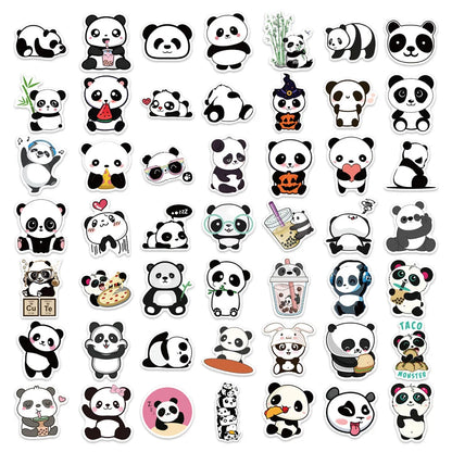 50PCS Cute Cartoon Panda Graffiti Stickers Notebook Mobile Phone Case Water Cup Luggage Waterproof Stickers
