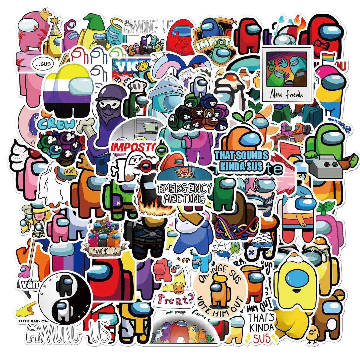 50PCS Game Emoticons Among Us Graffiti Waterproof Sticker Suitcase Notebook Refrigerator Water Cup Stationery Box