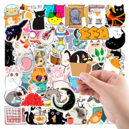 50PCS New Kitten Cute Little Fresh Cartoon Graffiti Waterproof Sticker Suitcase Notebook Refrigerator Skateboard