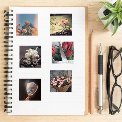 50pcs Retro Literature and Art Flower Graffiti Personalized DIY Decoration Phone Case Guitar Toy Sticker