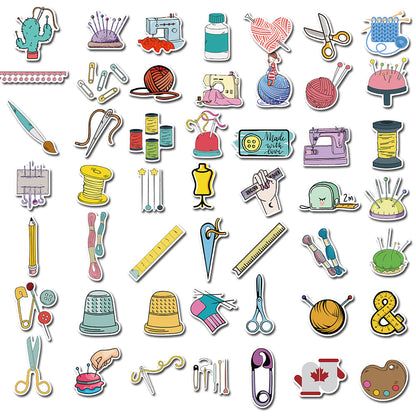 50PCS Art Illustration Trendy Hand-Sewing Tools Doodle Stickers Exquisite Fashion Creative DIY Journal Decorative Decals Suitable for Mugs, Helmets, Skateboards, and Stationery Cases