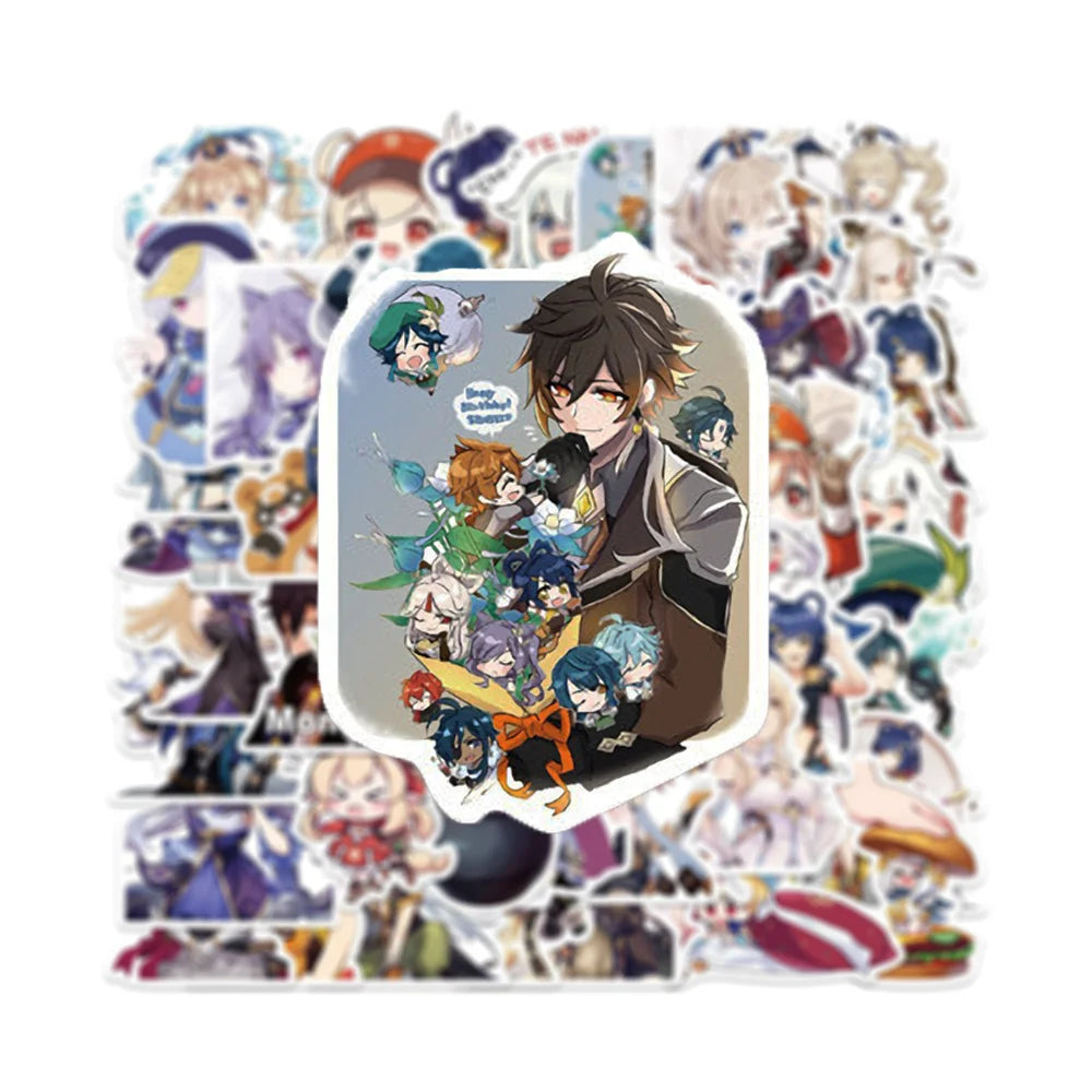 50 pieces of anime source game graffiti stickers, personalized cartoon waterproof notebook computer skateboard mobile phone decorative sticker toys