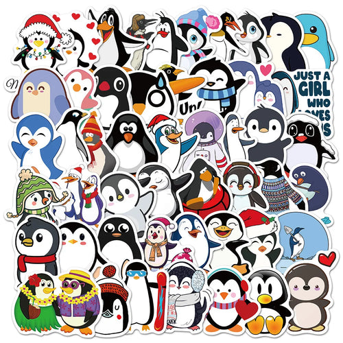 50PCS Waterproof Cartoon Penguin personality Sticker Reward Luggage Travel Trolley Sticker Notebook Sticker