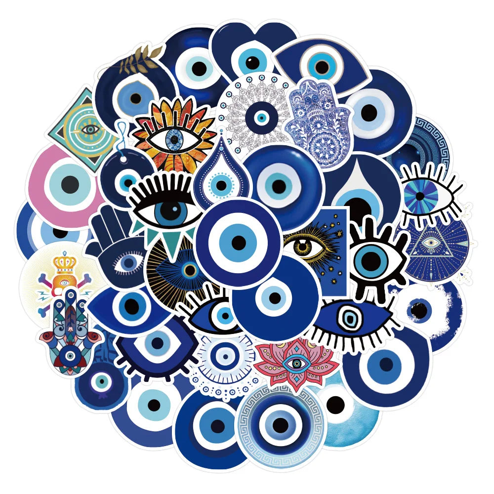 50PCS Evil Eyes Personality Decoration Graffiti Waterproof Sticker Notebook Stationery Box Refrigerator Water Cup