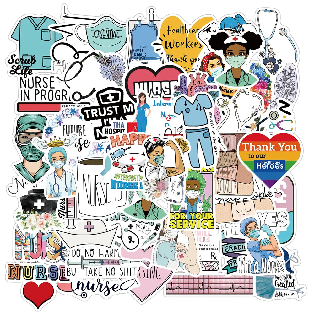 50PCS International Nurse's Day Graffiti Stickers Decorative Luggage Motorcycle Laptop Waterproof Stickers