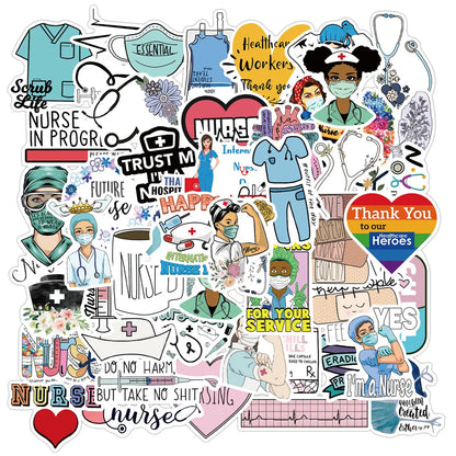 50PCS International Nurse's Day Graffiti Stickers Decorative Luggage Motorcycle Laptop Waterproof Stickers