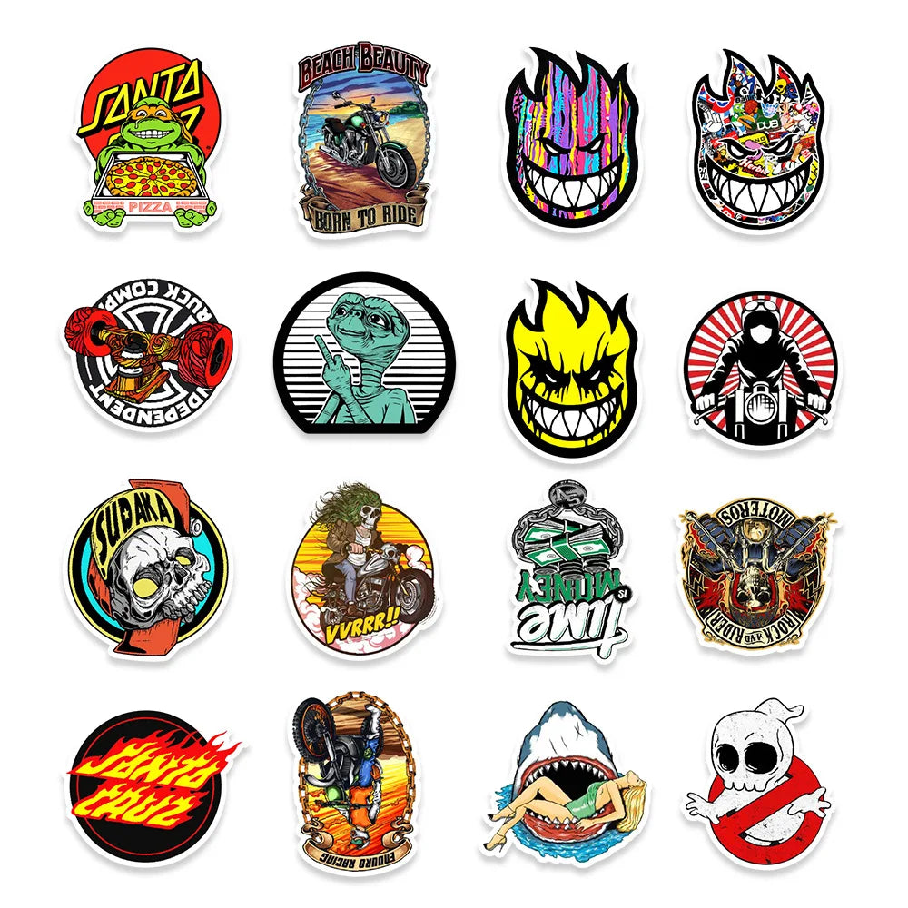 50PCS Personalized Skateboard Cartoon Graffiti Waterproof Sticker Suitcase Notebook Refrigerator Water Cup Helmet