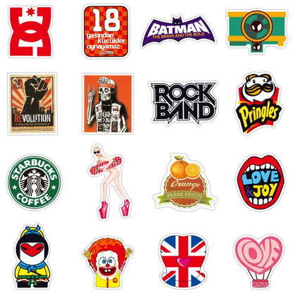 100PCS Cartoon Personality Fun Skateboard Tide Brand Trolley Case Bike Scooter Water Cup Waterproof Sticker