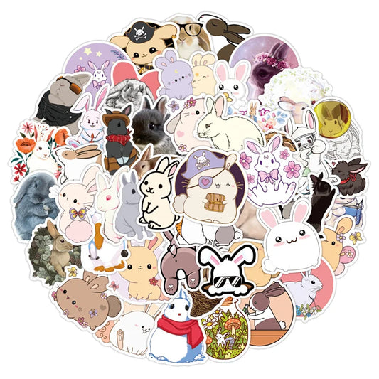 50PCS   Cute Rabbit  Graffiti Stickers Waterproof Suitcase Laptop Skateboard Mobile Phone Stickers