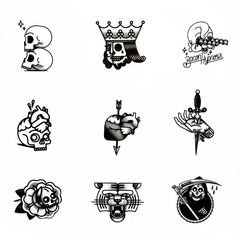 50 pieces of black and white creative Egyptian element pattern graffiti stickers, personalized DIY home decoration stickers for mobile phones, laptops, notebooks, suitcases and refrigerators, toys