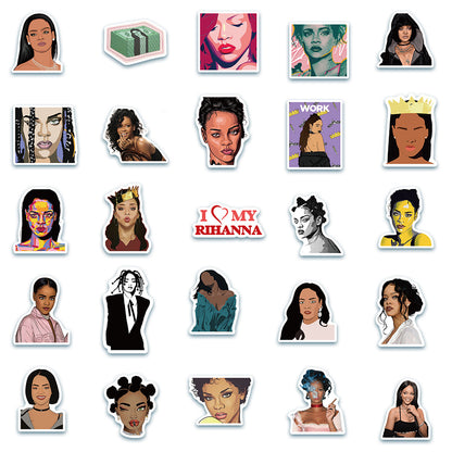 50PCS Pop Diva & Superstar Stickers, Music Icon Cartoon Doodles for Fans, Concerts, and Music Festival Vibes