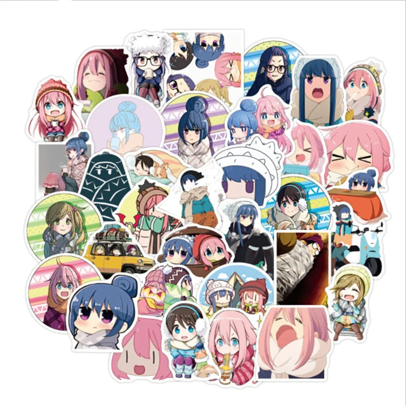 50PCS cartoon and anime character swing camping decorative style graffiti stickers, personalized, fashionable and creative trend DIY exquisite decorative decal cups, helmets, skateboard popular stickers