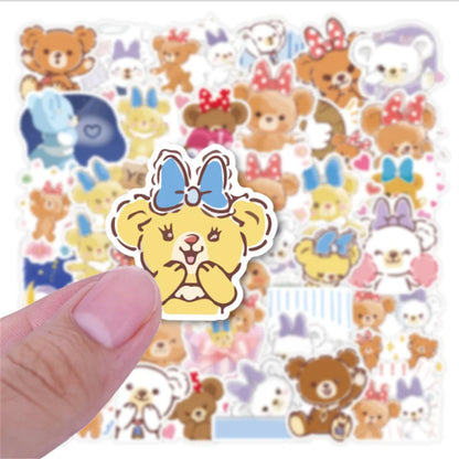 50PCS Duffy Bear and Ballet Rabbit Cartoon Graffiti Stickers Suitcase Laptop Refrigerator Scooter Decorative Toys