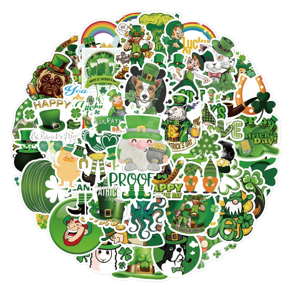 100PCS Irish Festival Waterproof Graffiti Sticker Computer Luggage Phone Case Water Cup Guitar Helmet Refrigerator