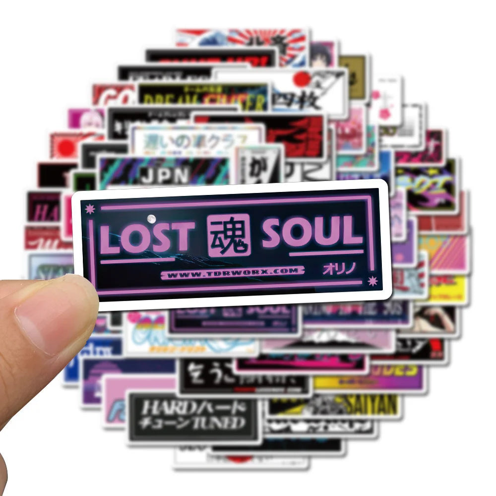 50PCS Racing Jdm Hand Account Stickers Notebook Luggage Mobile Phone Decoration Graffiti Waterproof Stickers