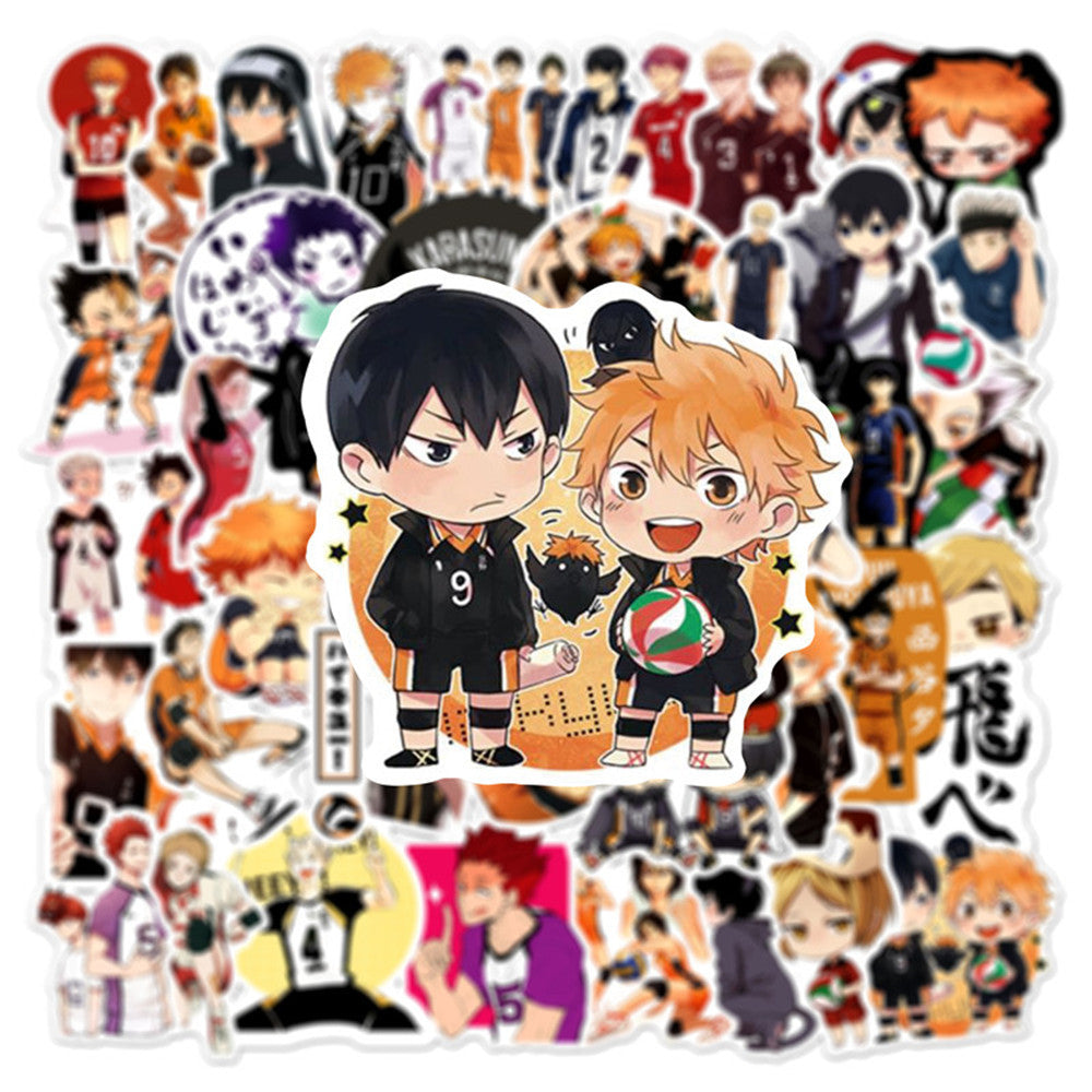 50PCS Haikyu!! Inspired Stickers, Volleyball Anime Doodles with Dynamic Action for Fans and Sporty Vibes