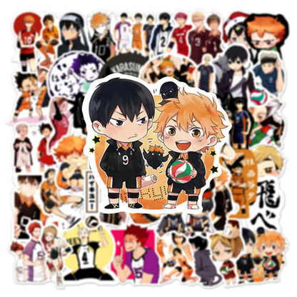50PCS Haikyu!! Inspired Stickers, Volleyball Anime Doodles with Dynamic Action for Fans and Sporty Vibes