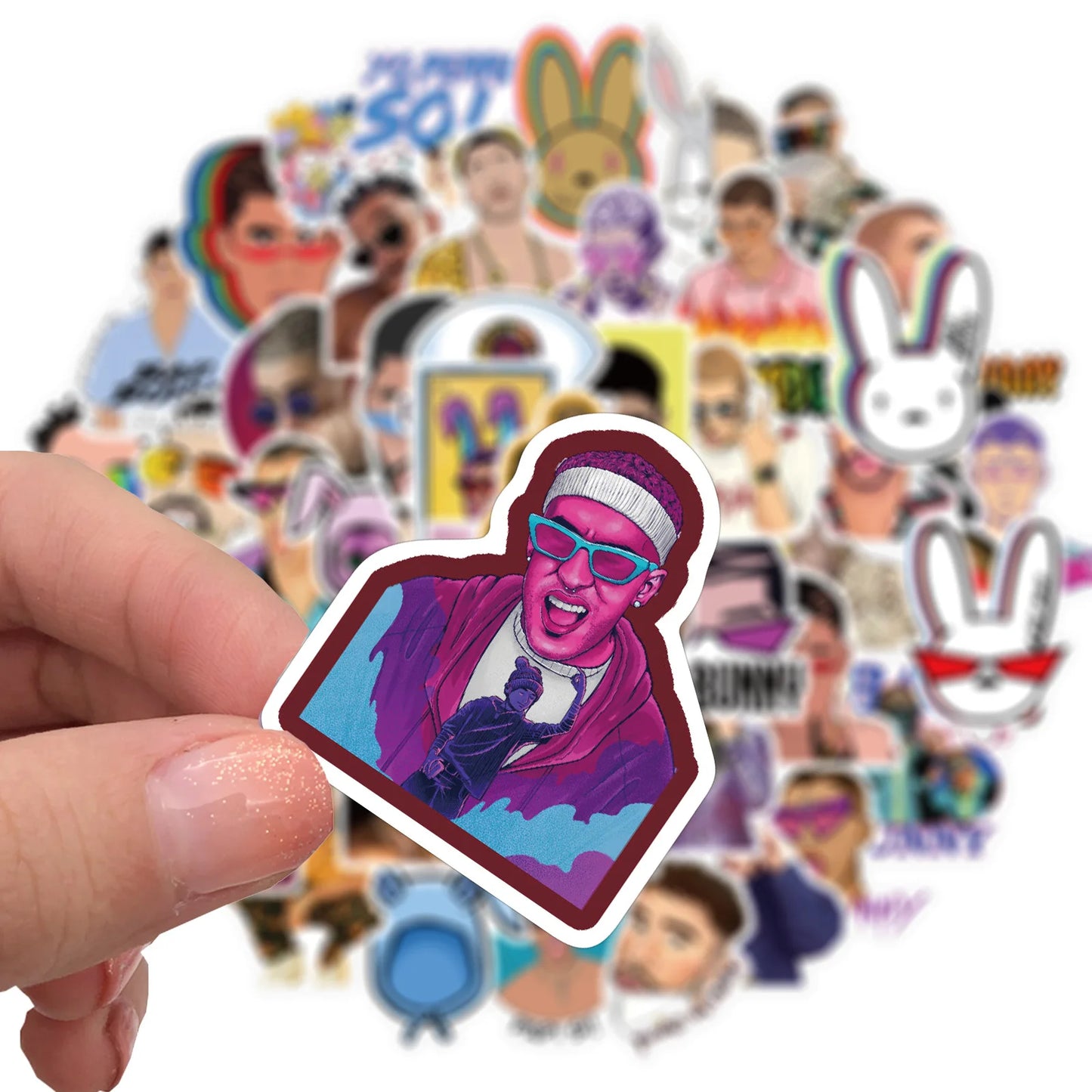 50PCS New Puerto Rican Singer Bad Bunny Graffiti Waterproof Sticker Suitcase Notebook Mobile Phone Skate board Helmet