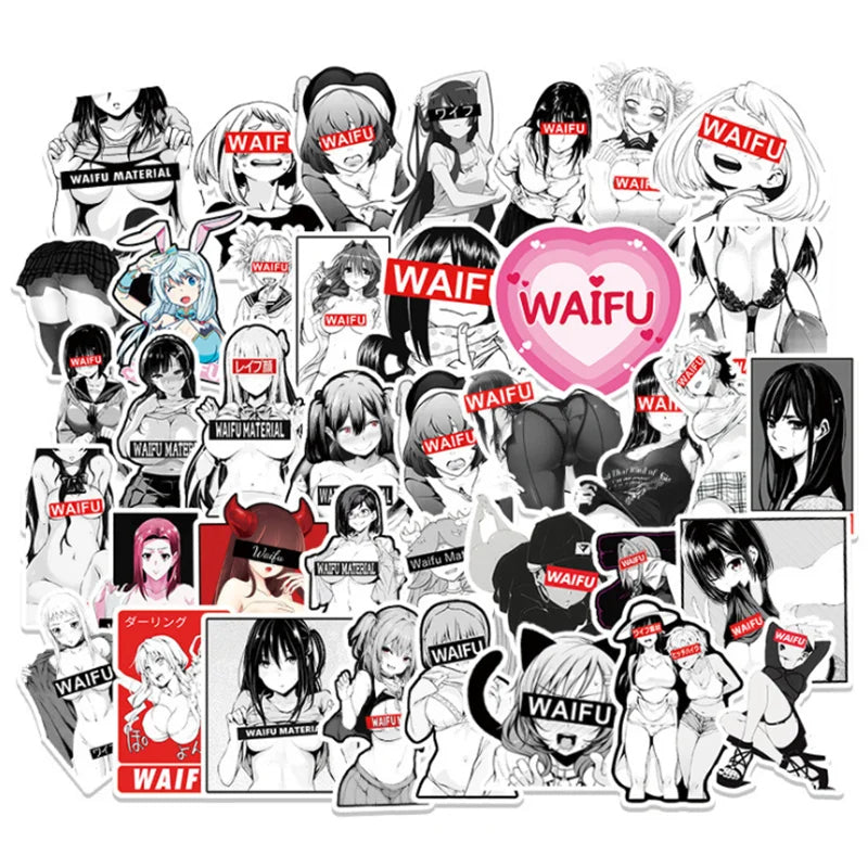 50PCS Girl Cartoon Sexy Graffiti Stickers Laptop Suitcase Waterproof Guitar Decoration Toys Wholesale