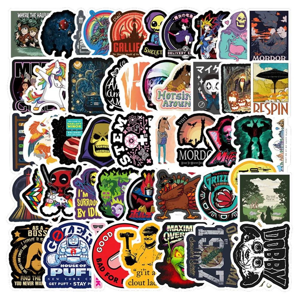 50PCS European and American Retro Cartoon Creative Stickers Stickers Scrapbook Luggage Mobile Phone Stickers