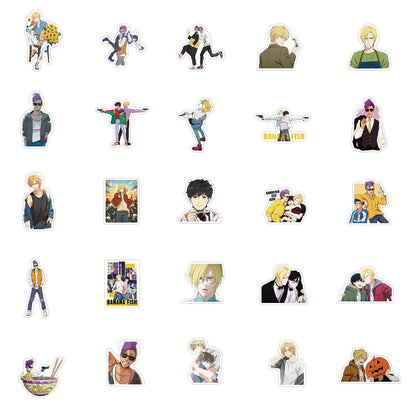 50PCS New Animation Shudder Killer Banana Fish Graffiti Waterproof Sticker Suitcase Notebook Mobile Phone Skate board