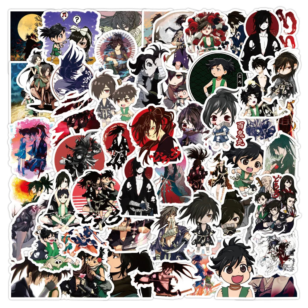 50PCS Cartoon Riman Dororo Graffiti Waterproof Sticker Suitcase Notebook Refrigerator Skateboard Water Cup Helmet