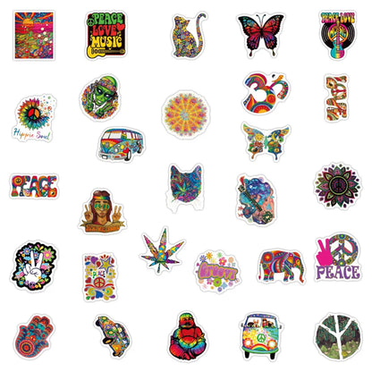 50PCS cartoon psychedelic hippie series graffiti stickers, personalized DIY phone cases, laptops, suitcases, skateboards, waterproof decorative stickers, toys
