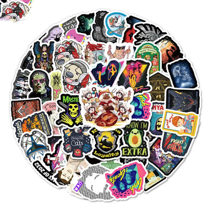 50 pieces of cartoon and fun hip-hop graffiti stickers, personalized DIY suitcases, guitars, scooters, bicycles, cars, waterproof decorative stickers, and toys