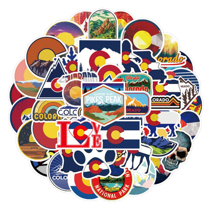 50PCS Famous City Colorado Graffiti Stickers Landscape Luggage Laptop Water Cup Stickers