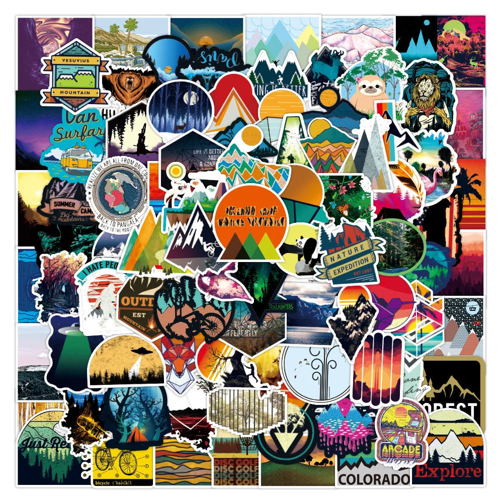 50PCS Outdoor Travel Small Fresh Stickers Skateboard Laptop Graffiti Waterproof Stickers Children's Toys