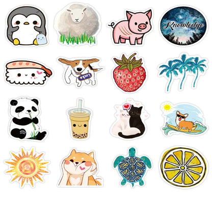 50 pieces of cartoon food cute graffiti stickers, personalized DIY stationery guitar cups, laptop phone cases, notebook books, decorative sticker toys