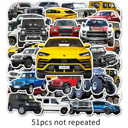 50PCS cartoon and cool car decoration style graffiti stickers, personalized and fashionable creative trend DIY exquisite decorative decal cups, helmets, skateboard popular sticker toys