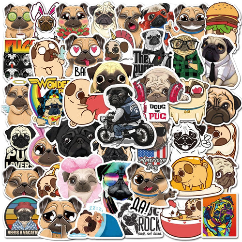 50PCS Cartoon Sharpei Dog Pug Graffiti Sticker Luggage Laptop Skateboard Helmet PVC Custom Sticker