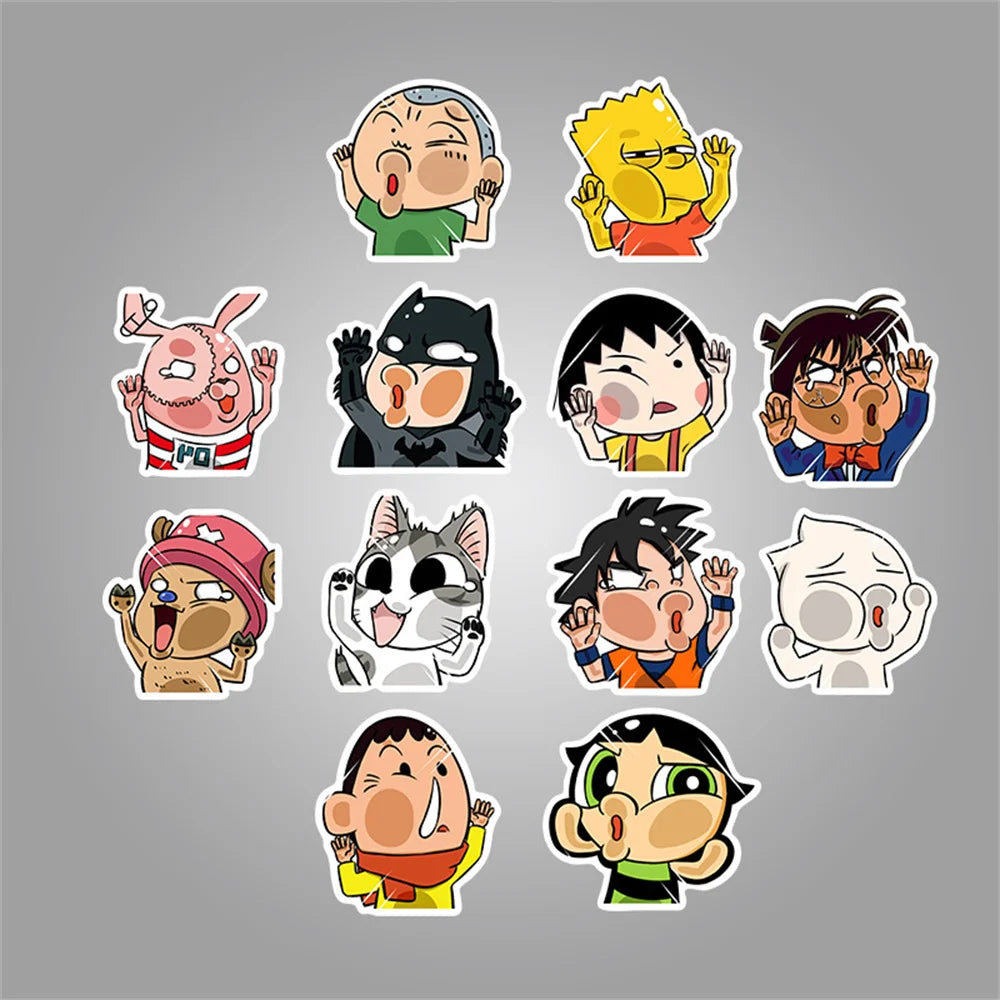 50PCS Creative Funny Car Stickers Cute Cartoon Anime Crash Glass Suitcase Waterproof Graffiti Stickers