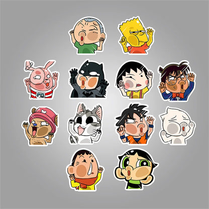 50PCS Creative Funny Car Stickers Cute Cartoon Anime Crash Glass Suitcase Waterproof Graffiti Stickers